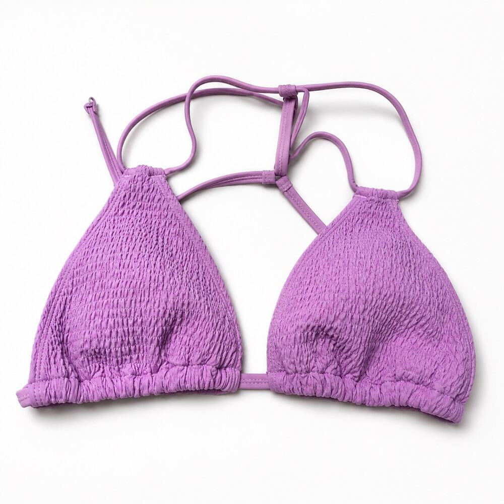 Abercrombie & Fitch Lavender Crinkle Bikini Top Textured Triangle Swim Medium